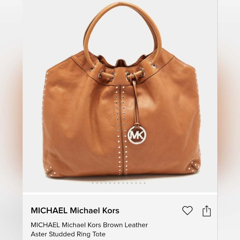 Michael Kors Aster Tan Leather Studded Tote. Final Price!